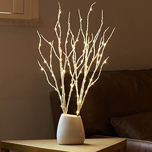 Hairui Lighted Birch Branches 18IN 70 White Willow LED Battery Operated with Timer Twig Lights for Summer Christmas Wedding Decoration Indoor Outdoor(Vase Excluded)