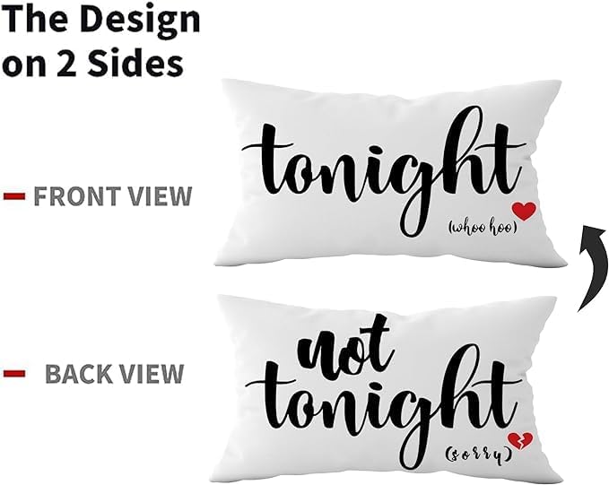 Mancheng-zi Funny Couples Reversible Soft Pillow Cover, Wedding Anniversary Bridal Shower Gifts, Gift for Couples, Anniversary, Wedding, Engagement, 16X24 Inch Flannel Cushion Cover for Couch (White)