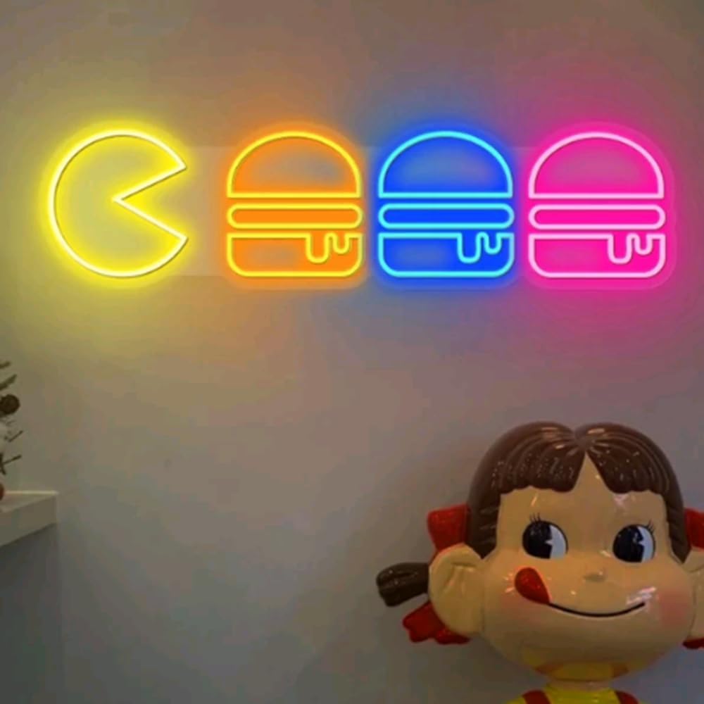 Hamburger Neon Sign|Hamburger Led Neon Sign|Kid's room neon Light|Neon Wall Light Sign|Neon Sign Bedroom|Hamburger Store Neon Sign Size:25inches