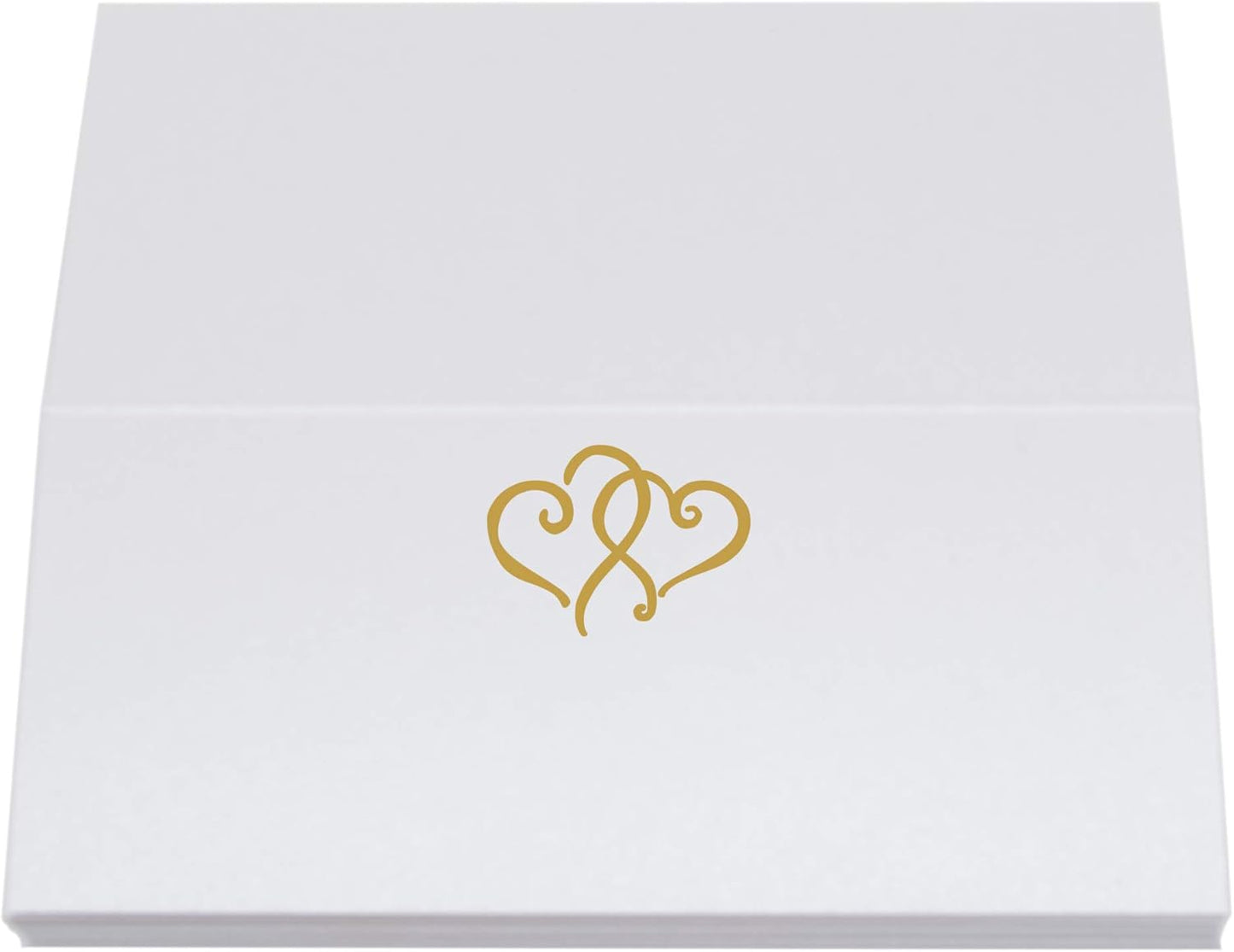 Linked Hearts Place Cards, Gold (Choose Color), Set of 25, Pre-cut and Scored - Wedding, Party, Dinner, and Special Events - Made in the USA