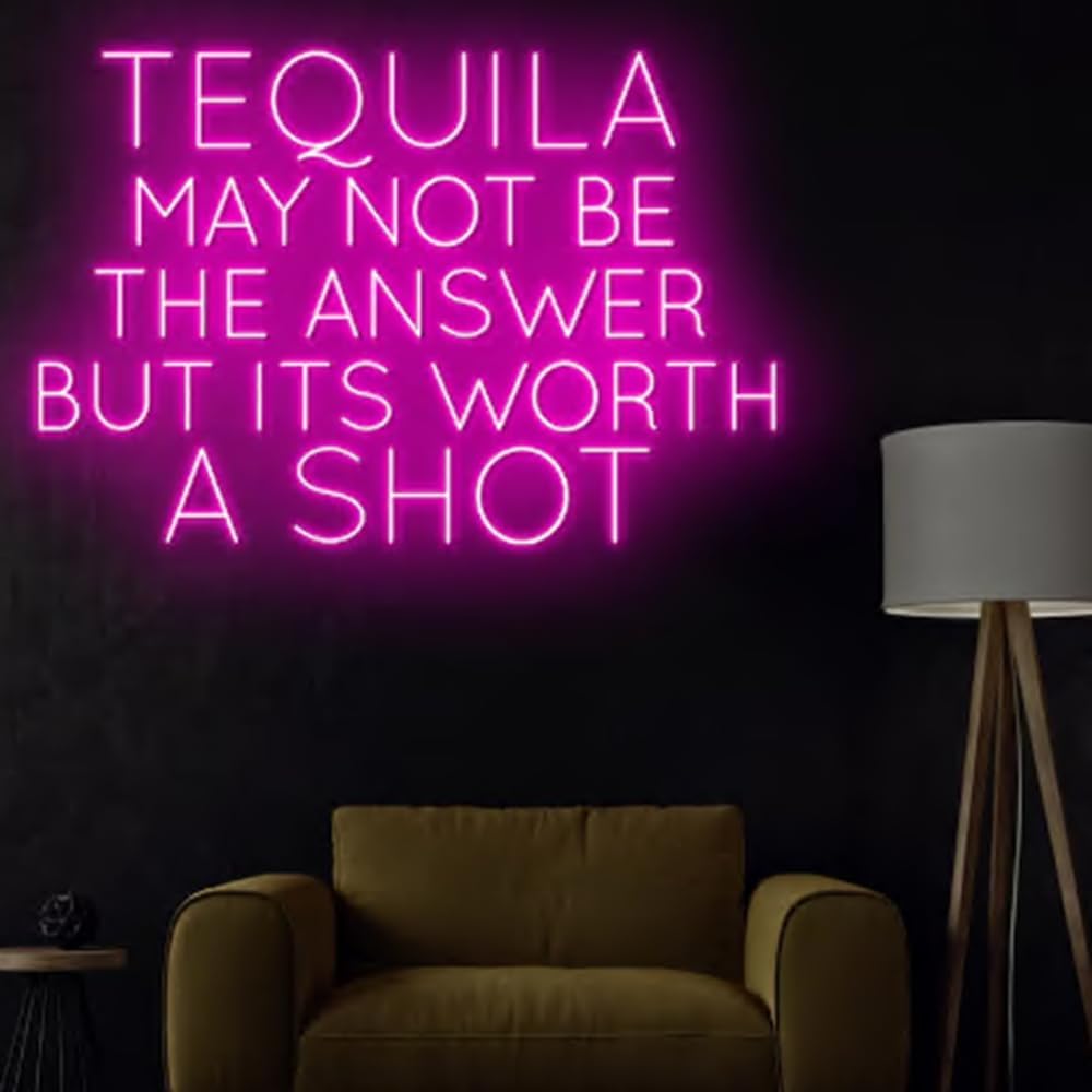 Tequila May Not Be The Answer But It's Worth A Shot Neon Light, Tequila Cocktail Led Light, Custom Neon Led Sign, Mexican Cocktail Bar Decor Size:20inches