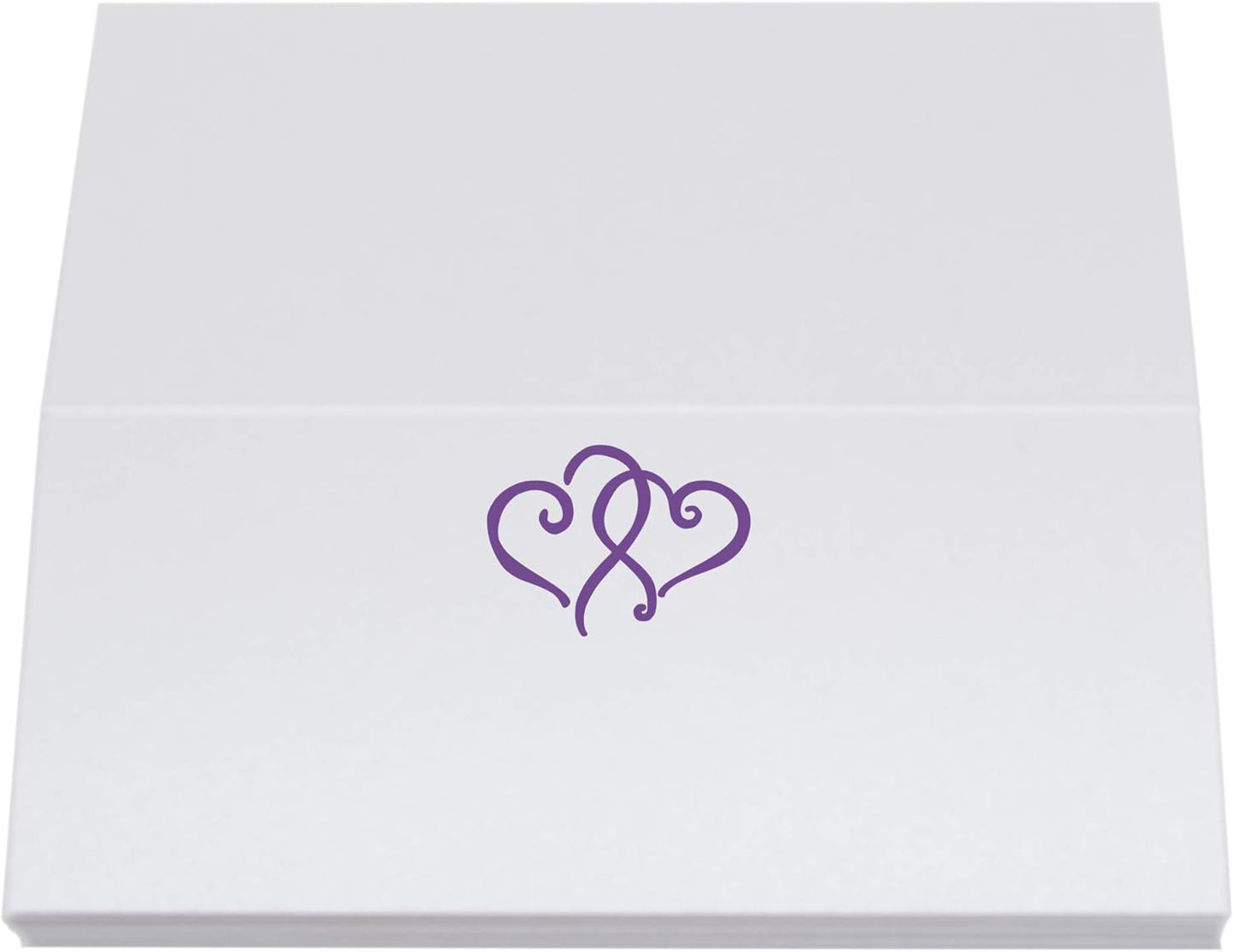 Linked Hearts Place Cards, Purple (Choose Color), Set of 150, Pre-cut and Scored - Wedding, Party, Dinner, and Special Events - Made in the USA