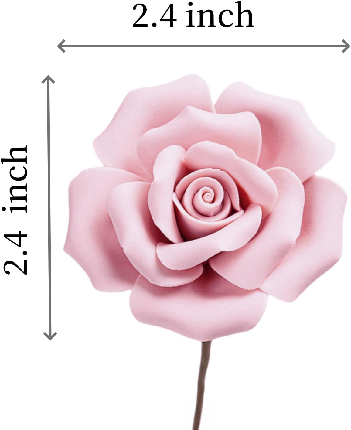 6 pcs Handmade Ceramic Roses,Featuring Vibrant Colors and Intricate Petal Details Floral Decorations Wedding Decoration Christmas Decor Gift Providing Long-Lasting Beauty (Pink)