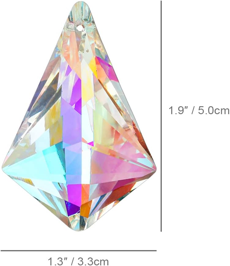 50mm Sun Catchers with Crystals, 10 Pcs Hanging Crystals Suncatchers for Windows, Colored Horns Crystal Prisms,Glass Pendant Suncatchers for Chandeliers, Garden, Christmas Tree Decor