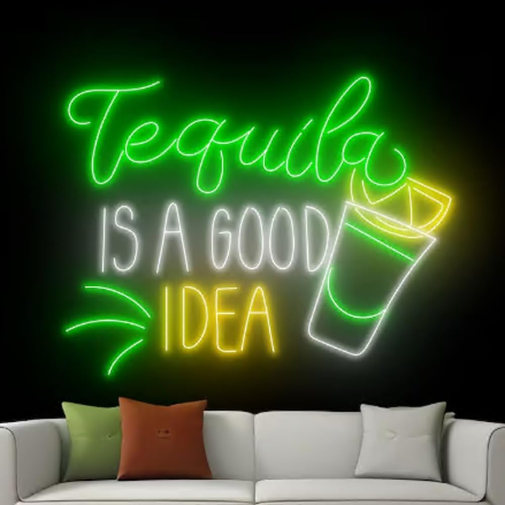 Tequila Is A Good Idea Neon Wall Sign, Tequila Led Wall Sign, Cocktail Neon Wall Light, Liquor Wall Sign, Bar Pub Sign, Event Party Décor Size:20inch