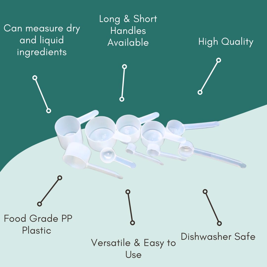 70 mL (2.37 Oz. | 4.73 Tablespoon) Long Handle Scoop for Measuring Coffee, Pet Food, Grains, Protein, Spices and Other Dry Goods (Pack of 5)