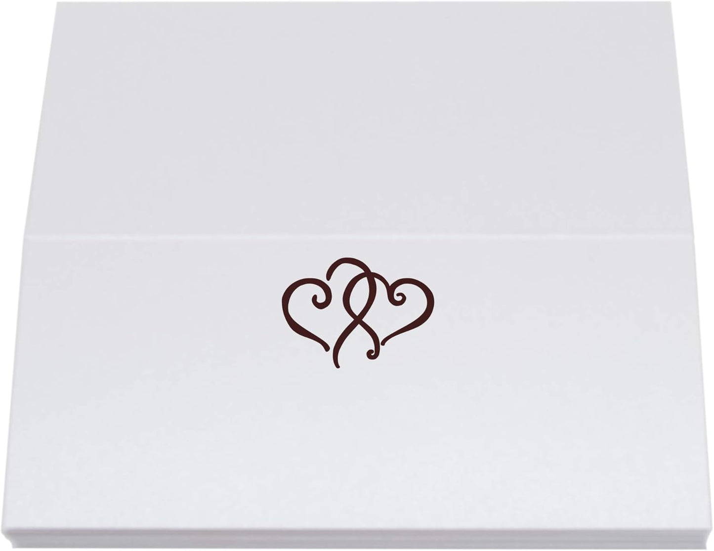 Linked Hearts Place Cards, Chocolate (Choose Color), Set of 150, Pre-cut and Scored - Wedding, Party, Dinner, and Special Events - Made in the USA