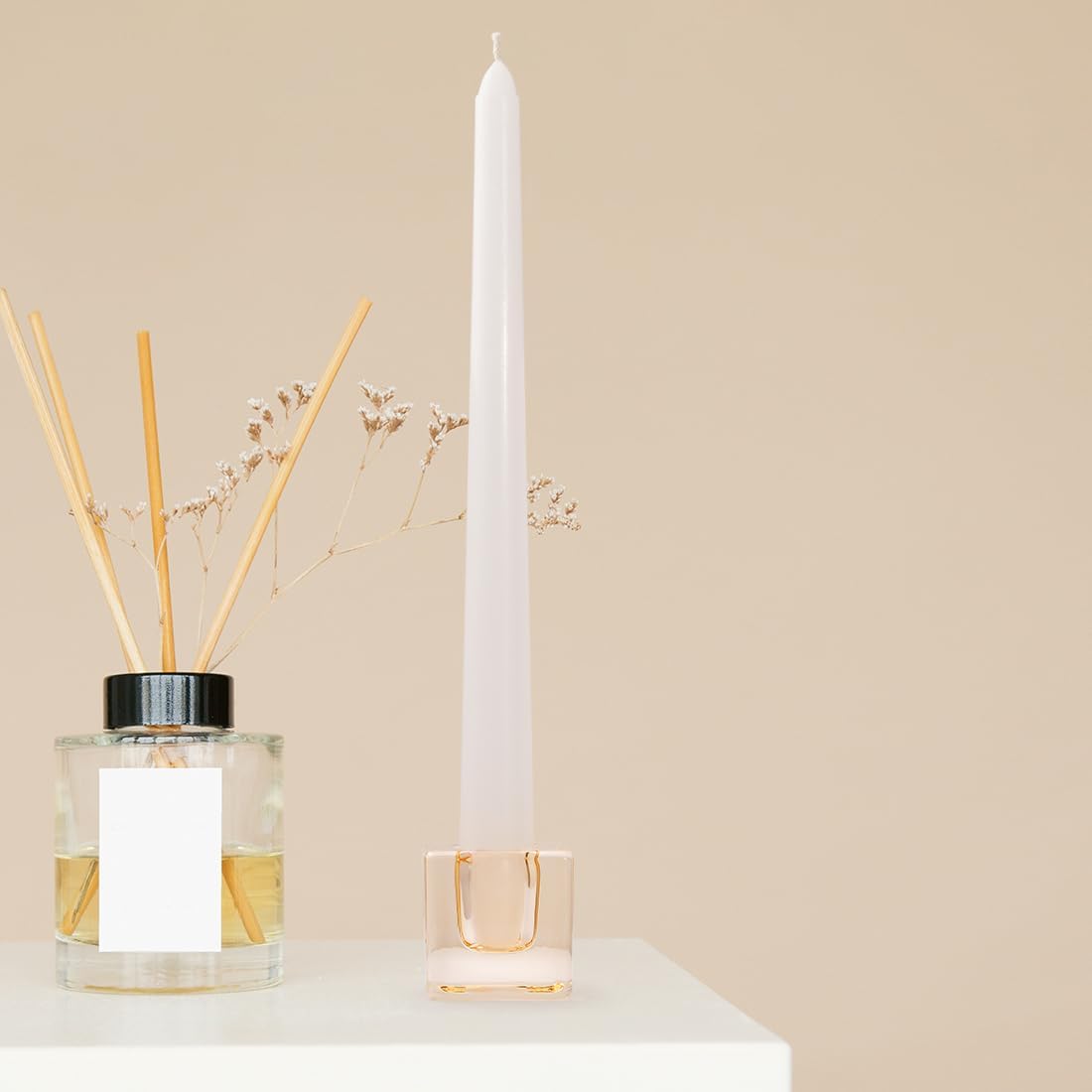 24-Pack Candlestick Holders Bulk - Thick Glass, Amber Taper Candle Holders for Wedding Banquet, Anniversaries