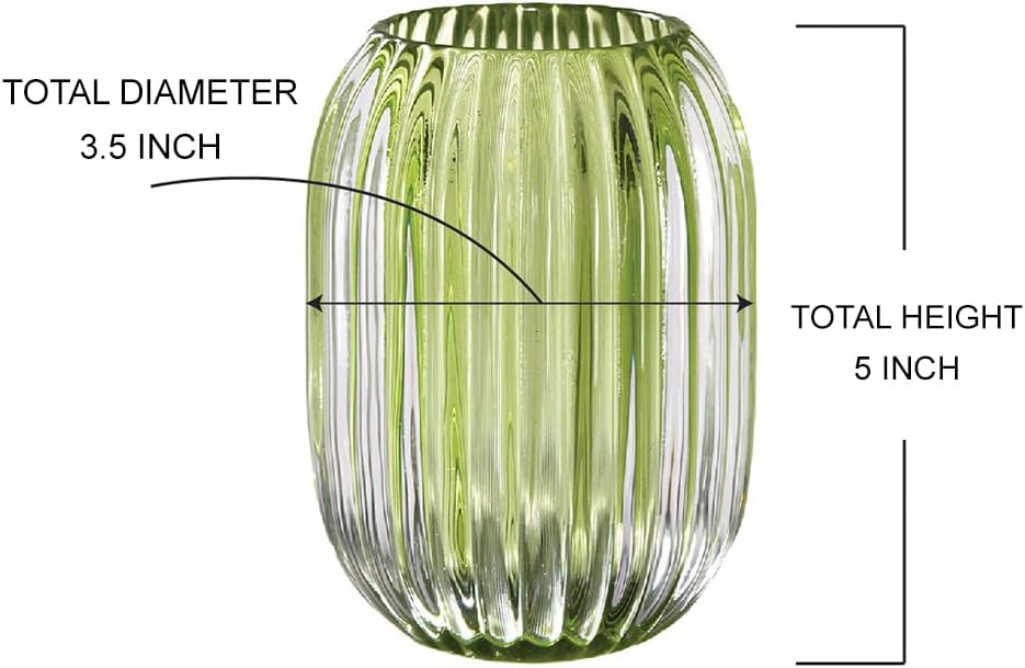 Serene Spaces Living Green Optical Glass Votive Holder, Perfect for Weddings and Home Décor, Measures 5" Tall and 3.5" Diameter
