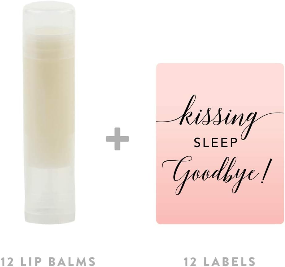 Andaz Press Blush Pink Rose Elegant Party Baby Shower Collection, Lip Balm Chapstick Favors, Kissing Sleep Goodbye!, 12-Pack, Baby Shower Sip and See Party Favors Decor