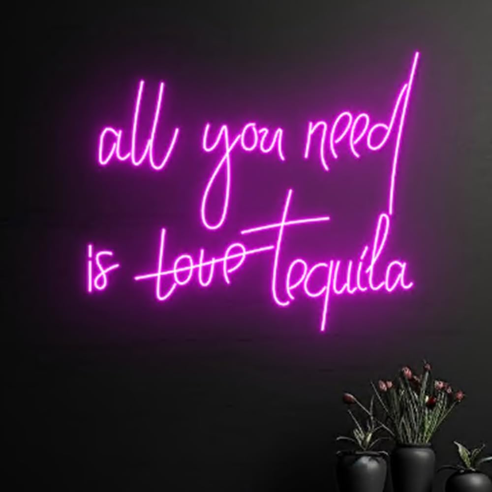All You Need Is Tequila Neon Sign, All You Need Is Love Led Light, Tequila Led Sign, Tequila Pub Neon Light, Wine Bar Club Room Wall Decor Size:20inch