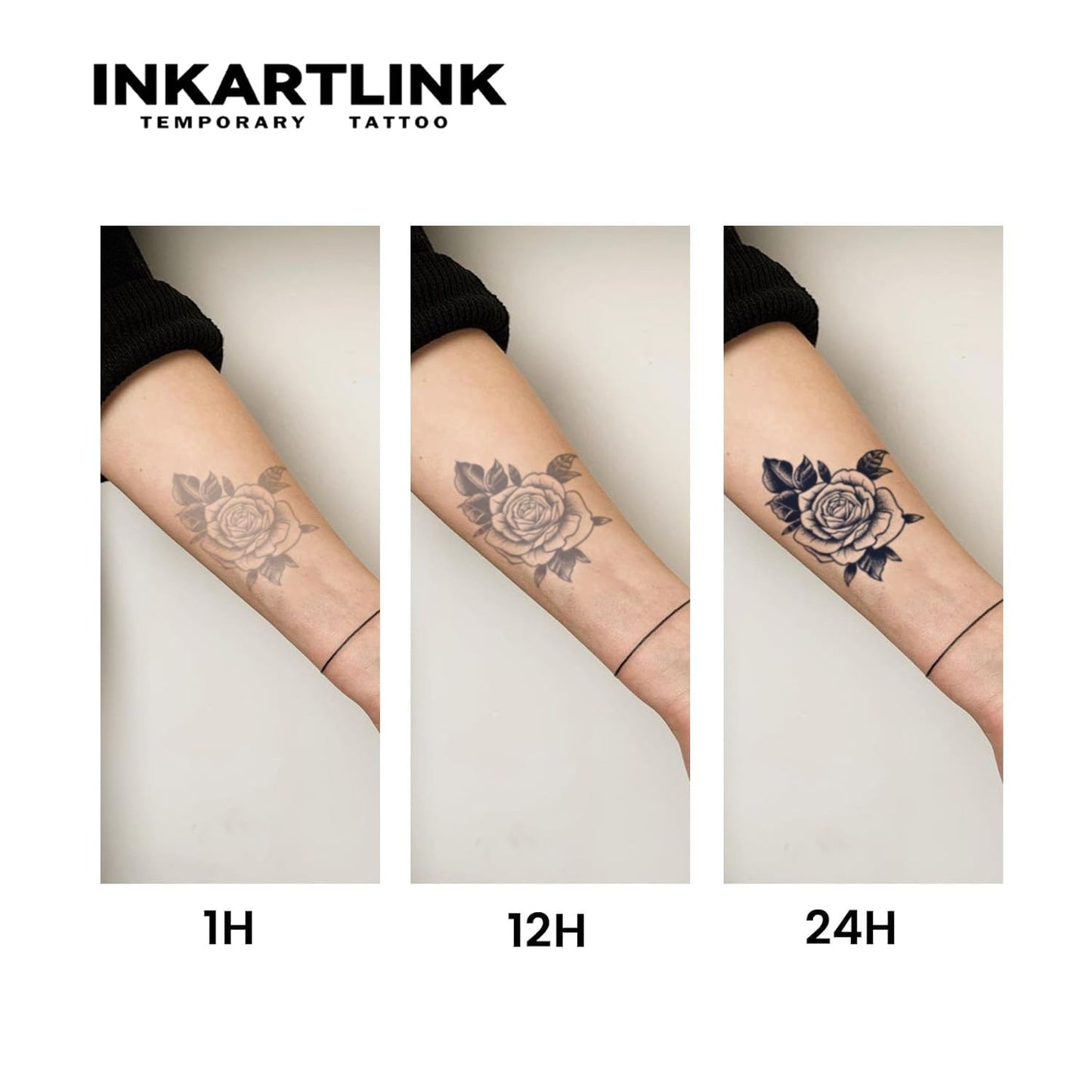INKARTLINK Tattoo Tech, 2 Sheets Large Semi Permanent Tattoo, Temporary Tattoos, Last 1-2 Weeks, Waterproof, Realistic Look, No Adhesive, No Reflection (Flower Design)298