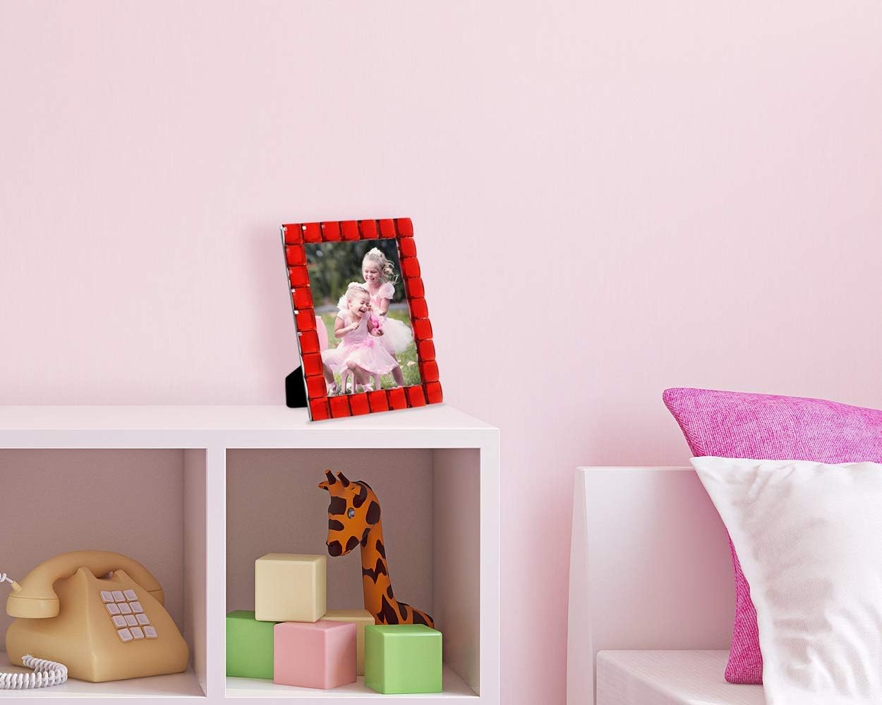 Isaac Jacobs Decorative Sparkling Red Jewel Picture Frame, Photo Display & Home Décor (5x7, Red)