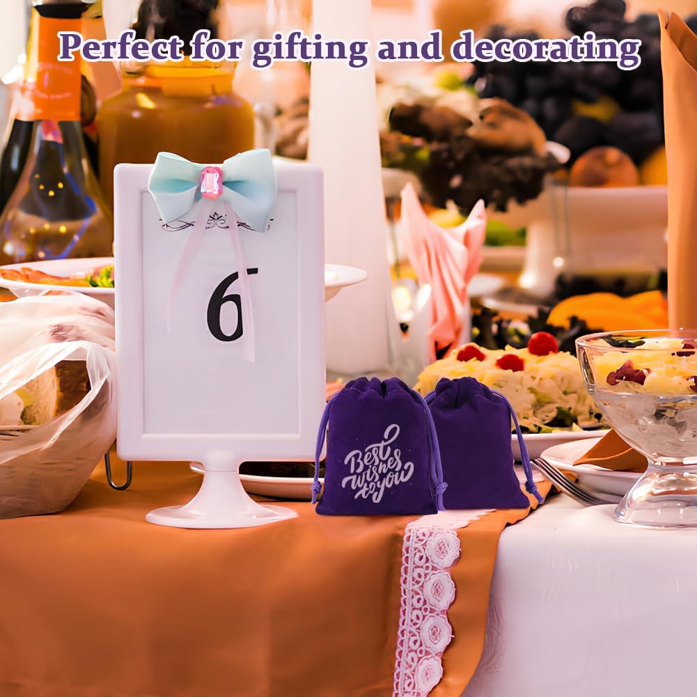 Shintop 10 pcs Velvet Bags with Drawstring, 3 x 4 Inch Little Purple Jewelry Pouches Gift Packaging Cloth Dice Bags for Small Gift, Party Favor
