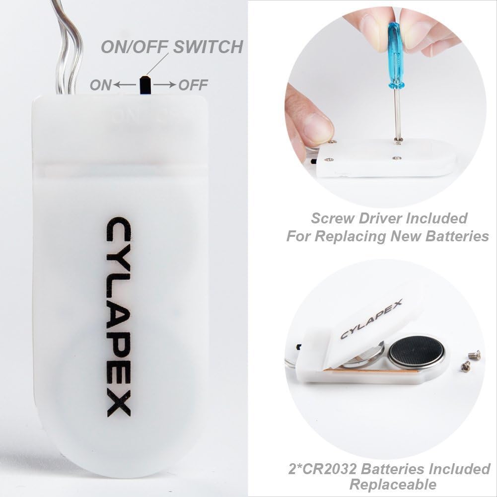 CYLAPEX 6 Pack Green Fairy Lights String Battery Operated Fairy Lights Firefly Lights LED Starry String Lights 3.3ft 20 LEDs Silvery Copper Wire for Christmas DIY Decoration Costume Wedding Party