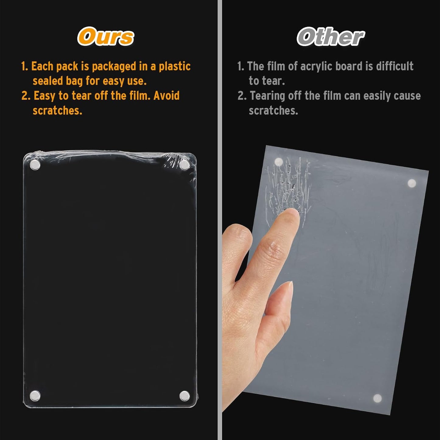 4 Pack 5×7 In Acrylic Fridge Magnetic Frame, Acrylic Photo Picture Frames, Double Sided Photo Refrigerator Magnet Picture Frame, Clear Picture Display Frame