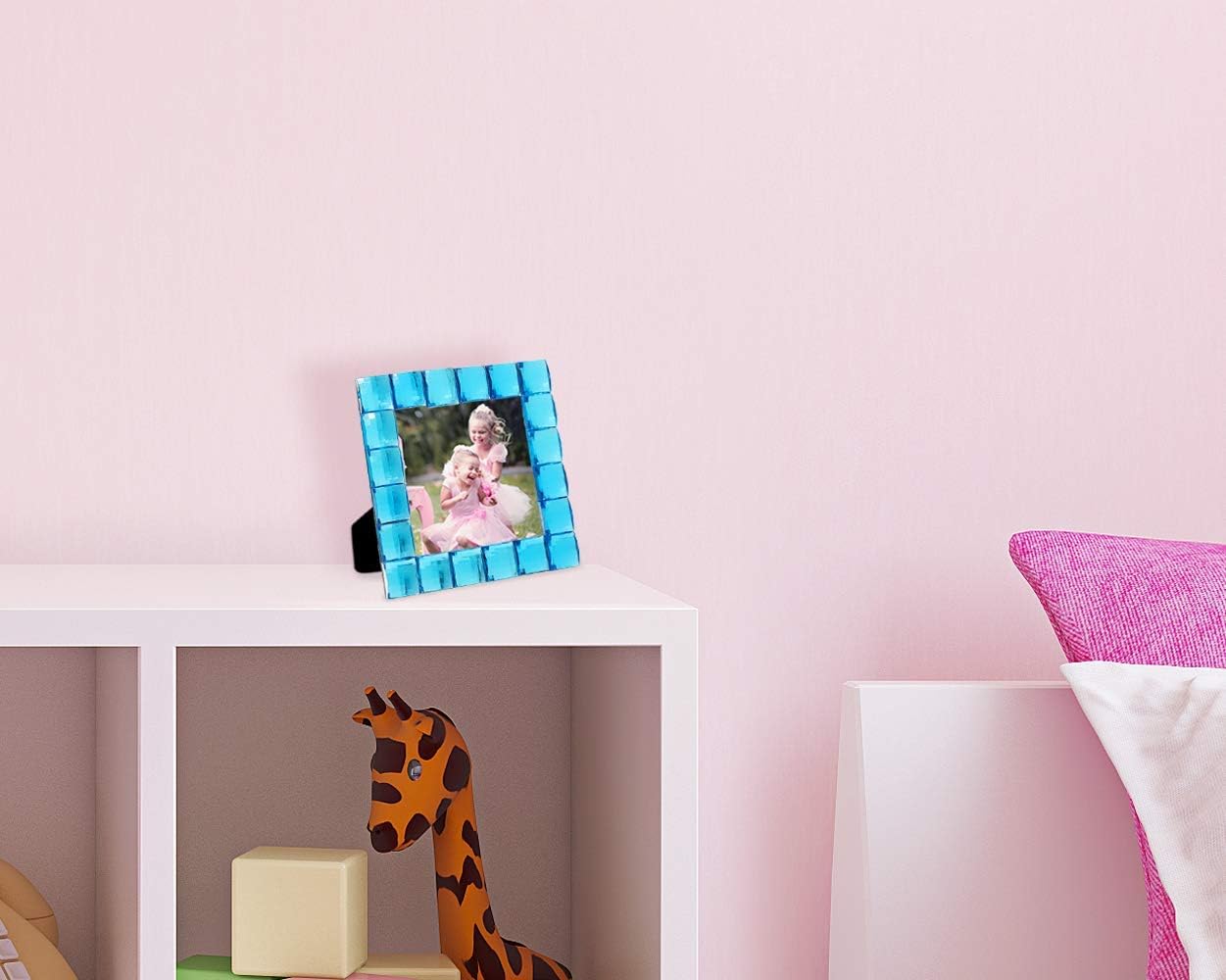 Isaac Jacobs Decorative Sparkling Turquoise Jewel Picture Frame, Photo Display & Home Décor (4x4, Turquoise)