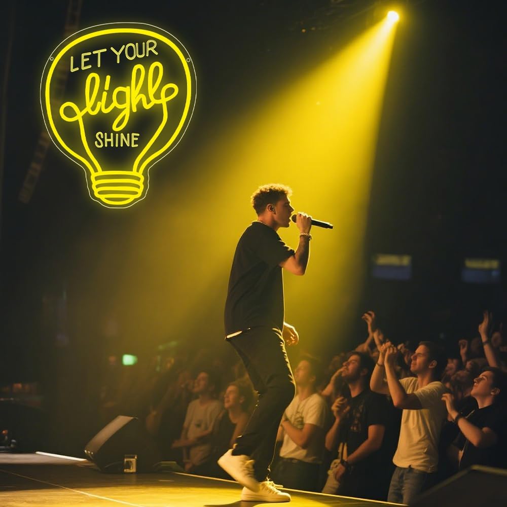 Let Your Light Shine Neon Sign,Dimmable LED Light Signs for Wall Art Decor,Inspirational Backdrop for Bedroom Club Party Man Cave,Gift for Teen Men USB Powered(14.6"*11.8")