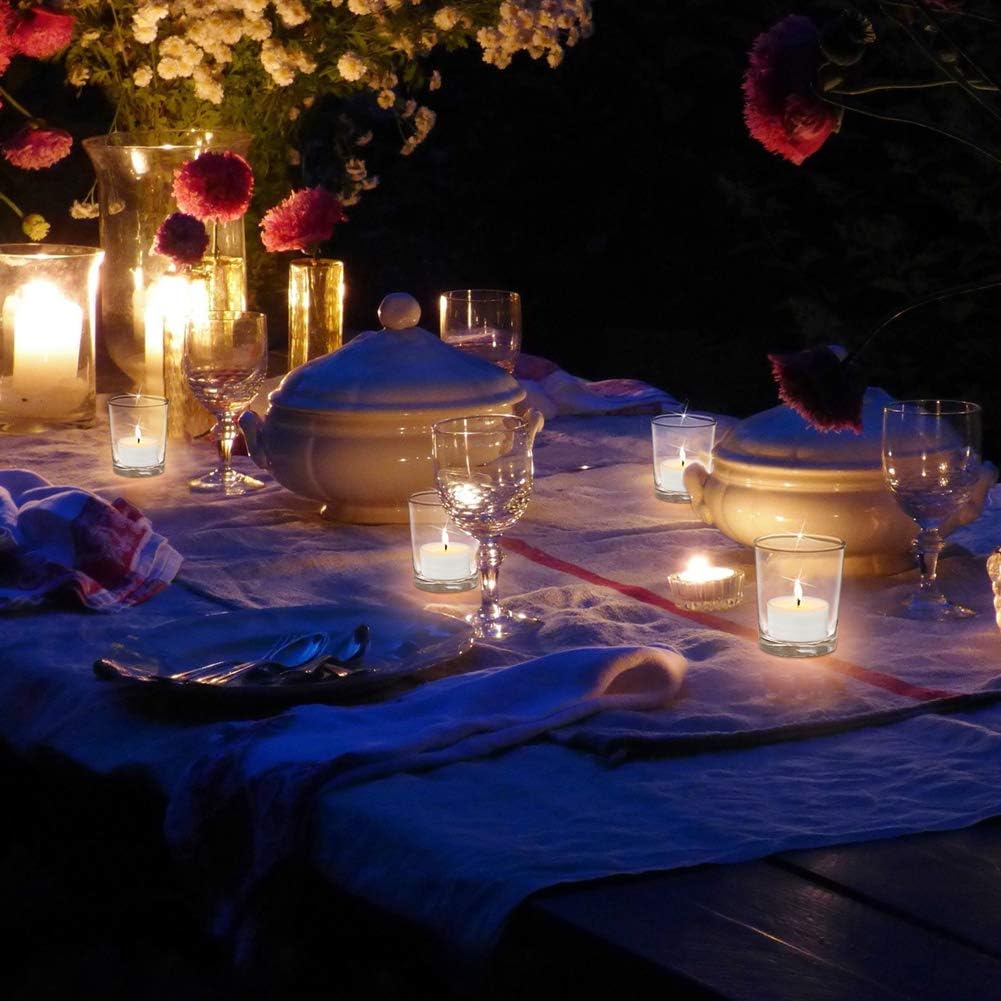 DARJEN Votive Candle Holders Set of 12 - Glass Votives Holder - Clear Floating Tealight Candle Holder Bulk for Table Centerpieces & Wedding Decor