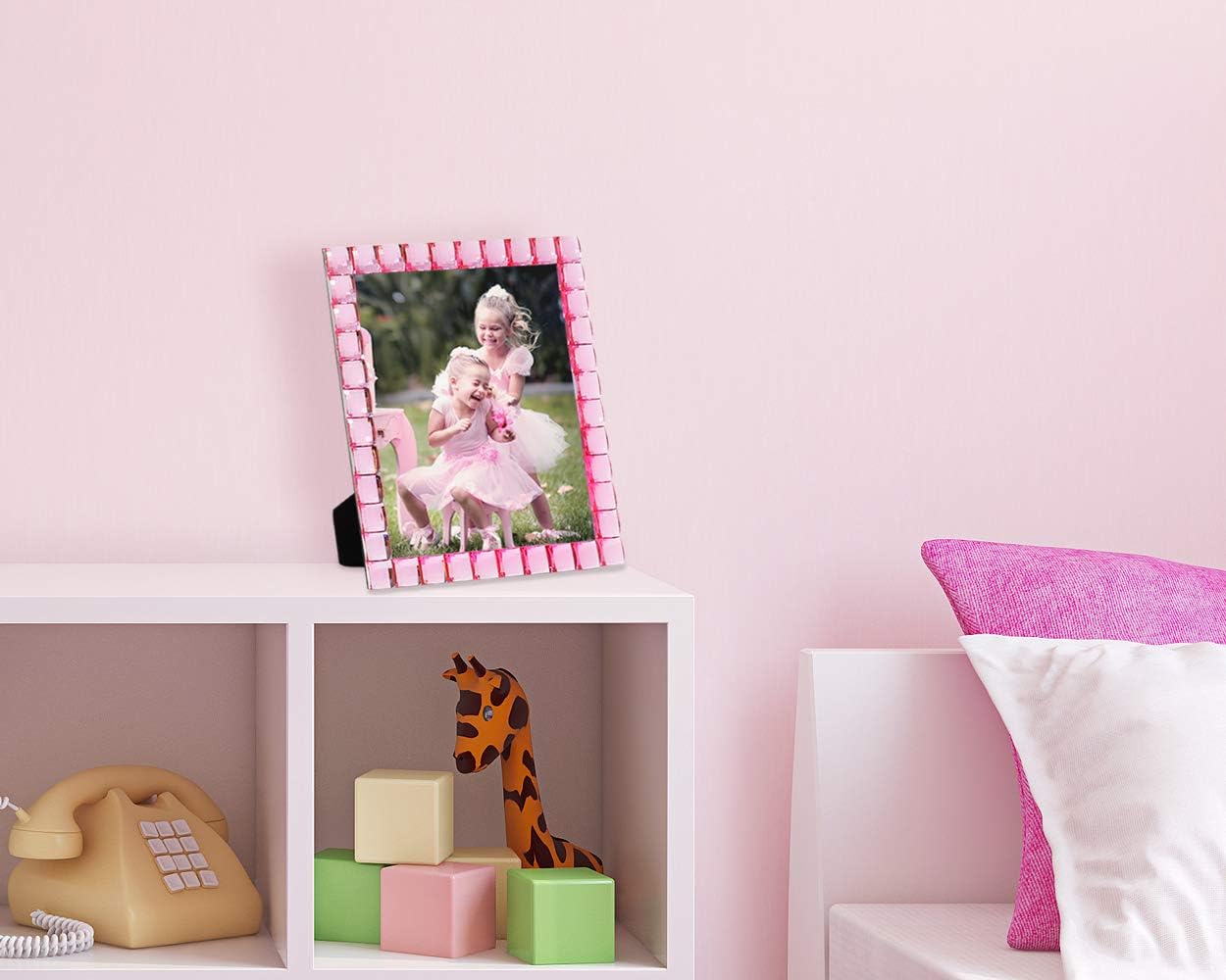 Isaac Jacobs Decorative Sparkling Jewel Picture Frame, Photo Display & Home Décor (8x10, Light Pink)