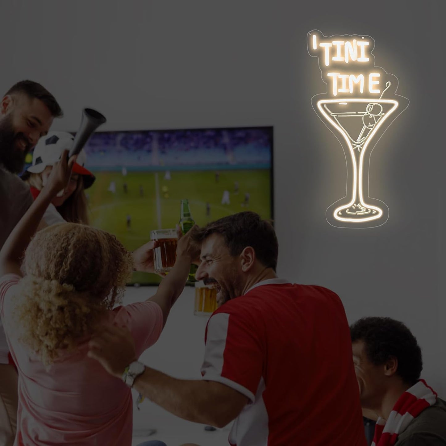 Tini Time Neon Sign, Martini LED Neon Sign for Bars, Elegant Cocktail Glass Neon, Martini Cocktail Bar Wall Decor, Bar Wall Art, Pub neon, 16.5"x8.7", Warm White