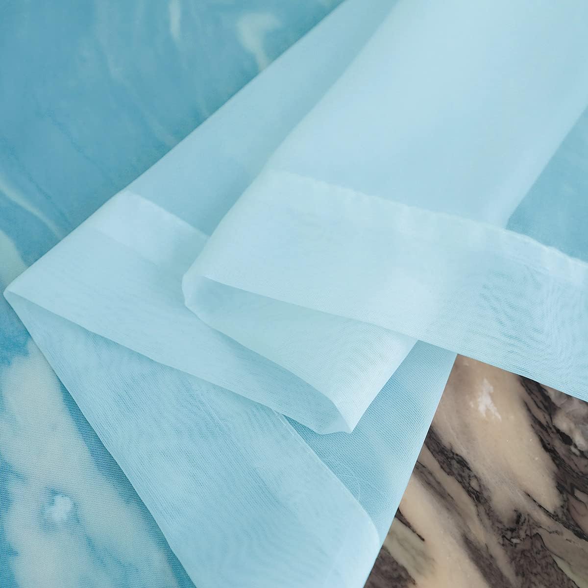 Window Lake Blue Sheer Curtains 48 Inches Width 63 Inches Long 2 Panels Sheer Curtain Clear Curtains Basic Rod Pocket Panel for Home Living Room Bedroom Kids Room Yard Patio Parlor Sliding