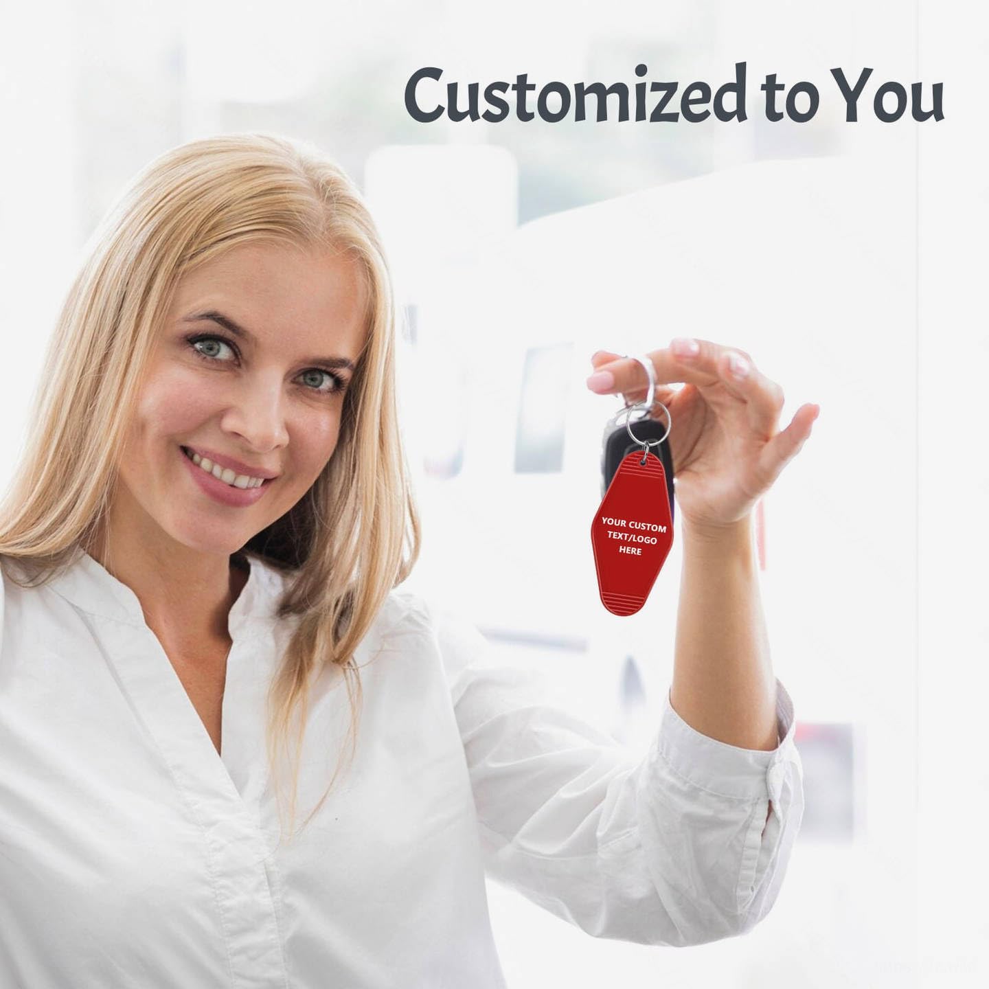 Custom Vintage Hotel Motel Keychains 100 Pack, Personalized Logo, Text Bulk - Perfect for Tradeshows, Campaign Gifts - Customizable Key Tags