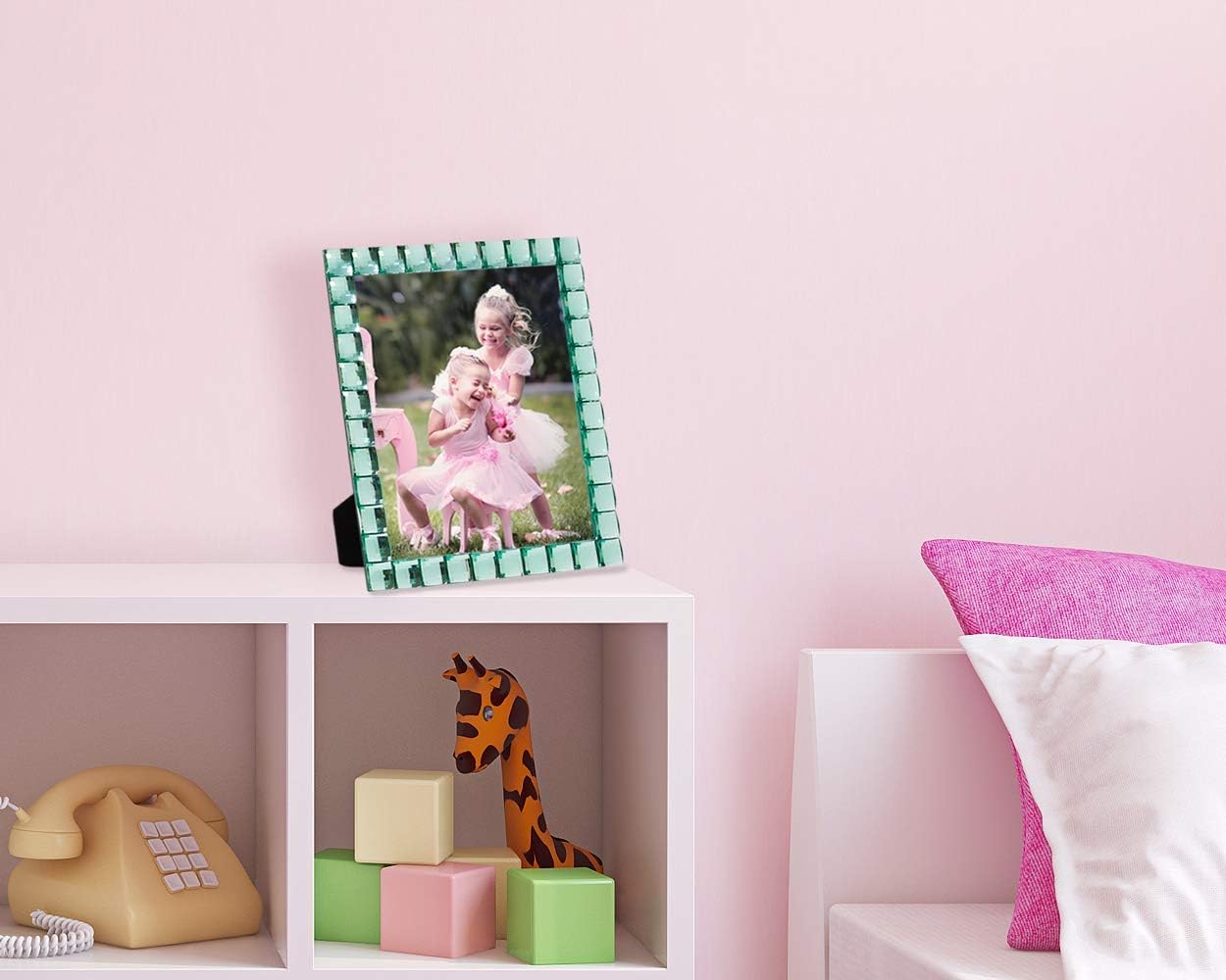 Isaac Jacobs Decorative Sparkling Light Green Jewel Picture Frame, Photo Display & Home Décor (8x10, Light Green)