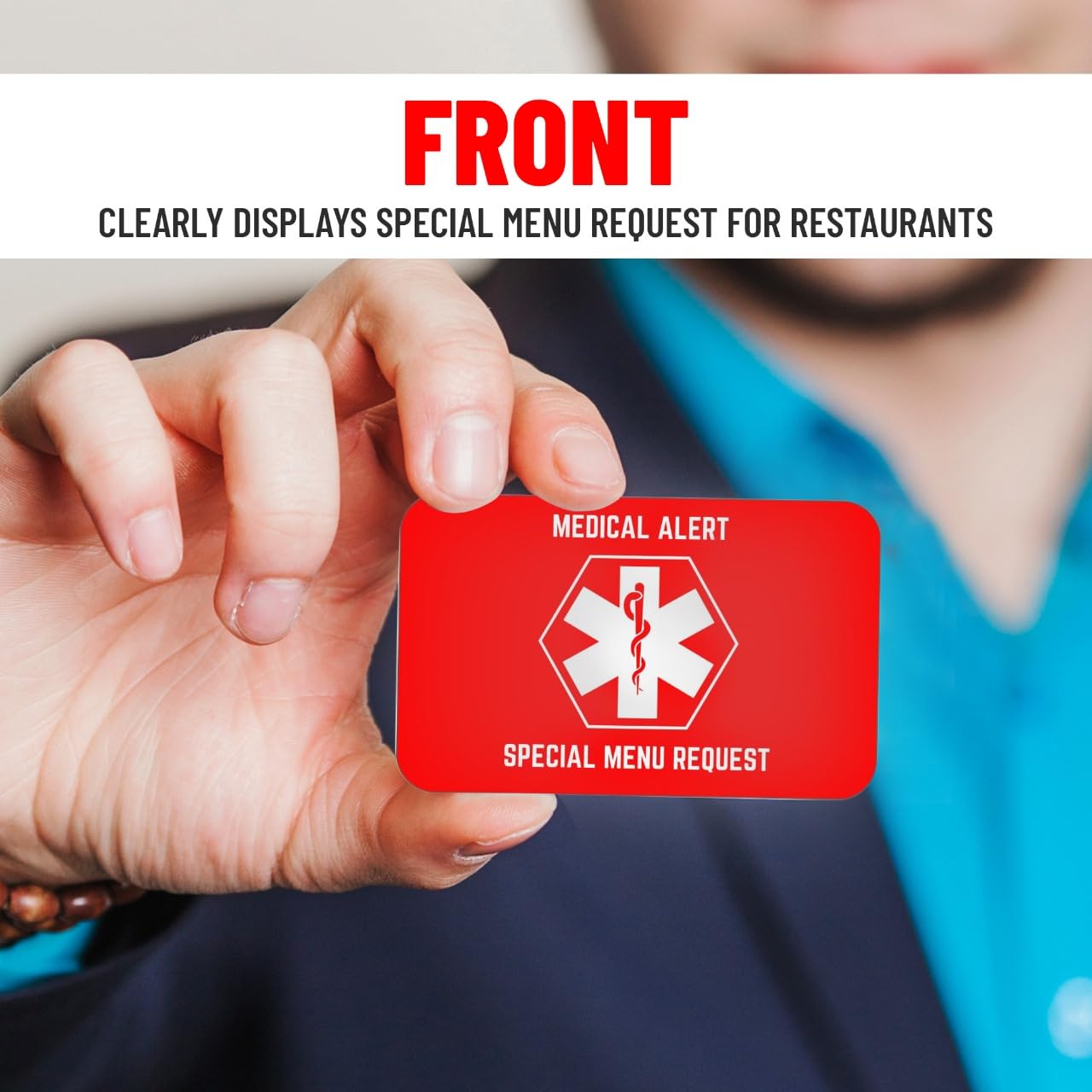 Bariatric Card for Restaurants, Special Menu Request Card, Portion Control Restaurant Request for Bariatric or Gastric Sleeve Patients, Wallet Sized, Set of 2 Cards (2, Red, 3.375in x 2.125in)