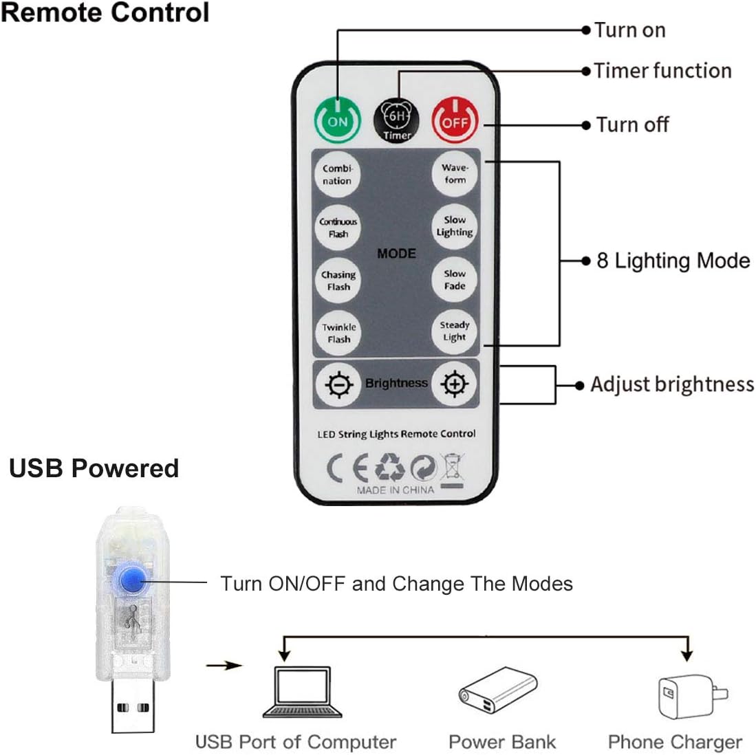 YEOLEH Curtain String Lights, Waterproof Copper Wire Curtain Lights with Control, 8 Modes USB Fairy Lights Plug in Good for Wedding Bedroom Party Home Christmas Decorations,(Colorful,7.9Ft x 5.9Ft)