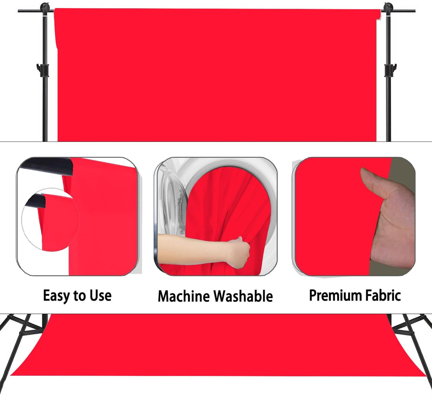 Red Photography Backdrop for Photoshoot, Photo Backdrop Curtain, Perfect Red Backdrops for Party Portrait Photoshoots Video Studio 5FTx7FT