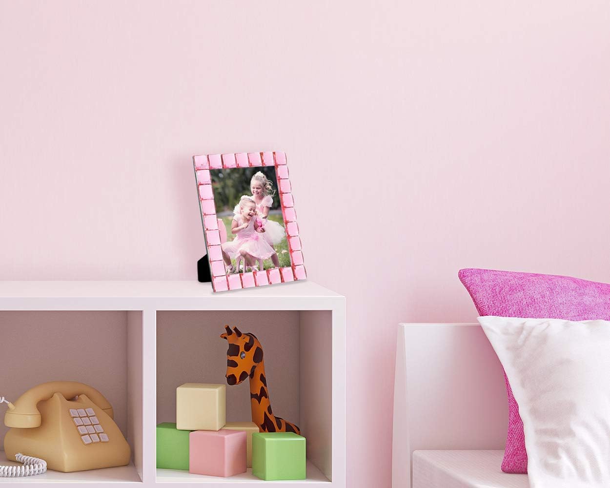 Isaac Jacobs Decorative Sparkling Light Pink Jewel Picture Frame, Photo Display & Home Décor (5x7, Light Pink)