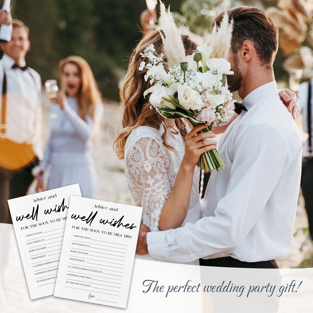 30 Minimalism Game Cards - Advice & Well Wishes - Bridal Shower, Engagement, Mr & Mrs, Newlyweds, Wedding Games, Party Activities & Supplies - B 03 White