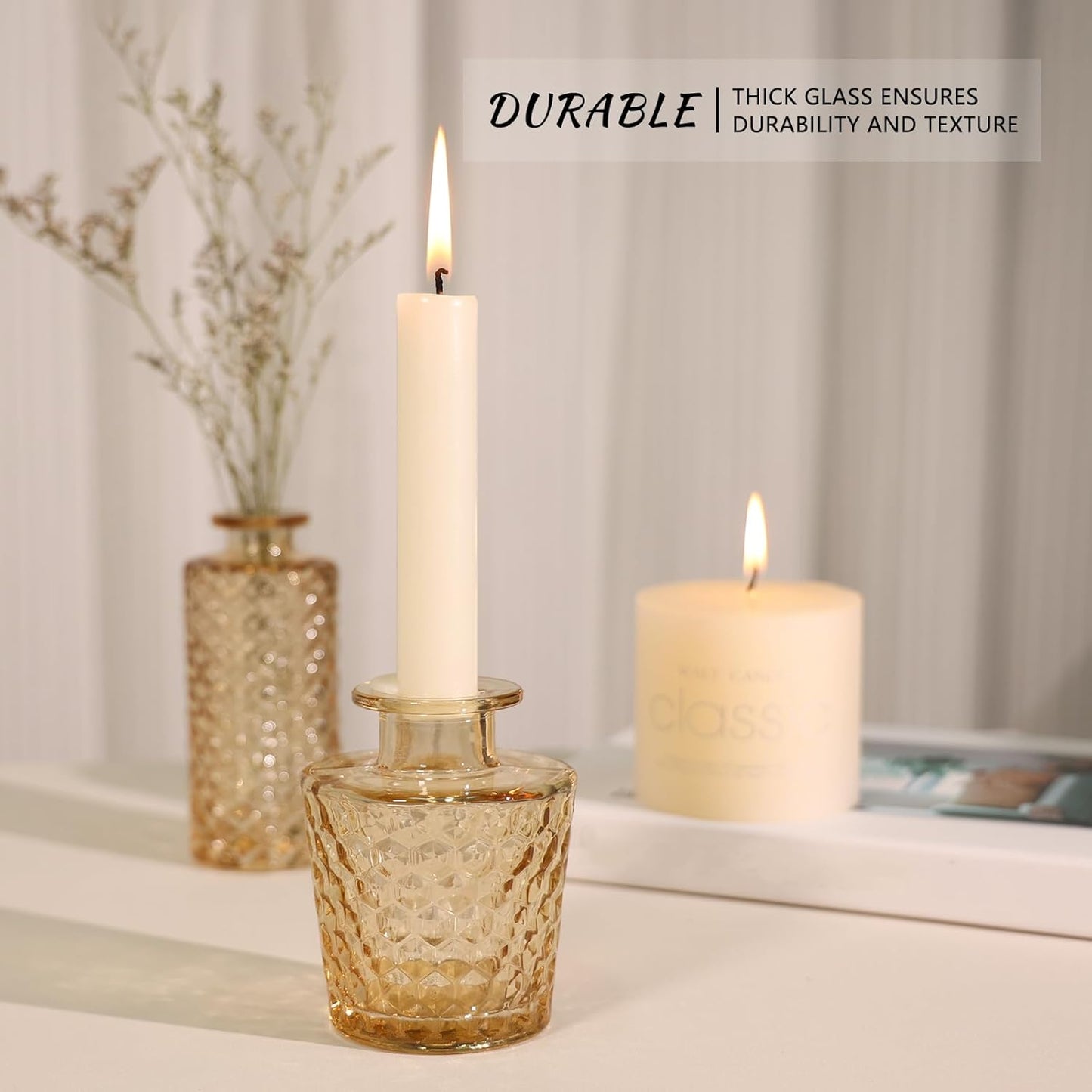 12pcs Glass Bud Vase Set, Small Gold Amber Flower Vases for Centerpieces in Bulk, Mini Vintage Vase for Wedding, Home,Table Decoration