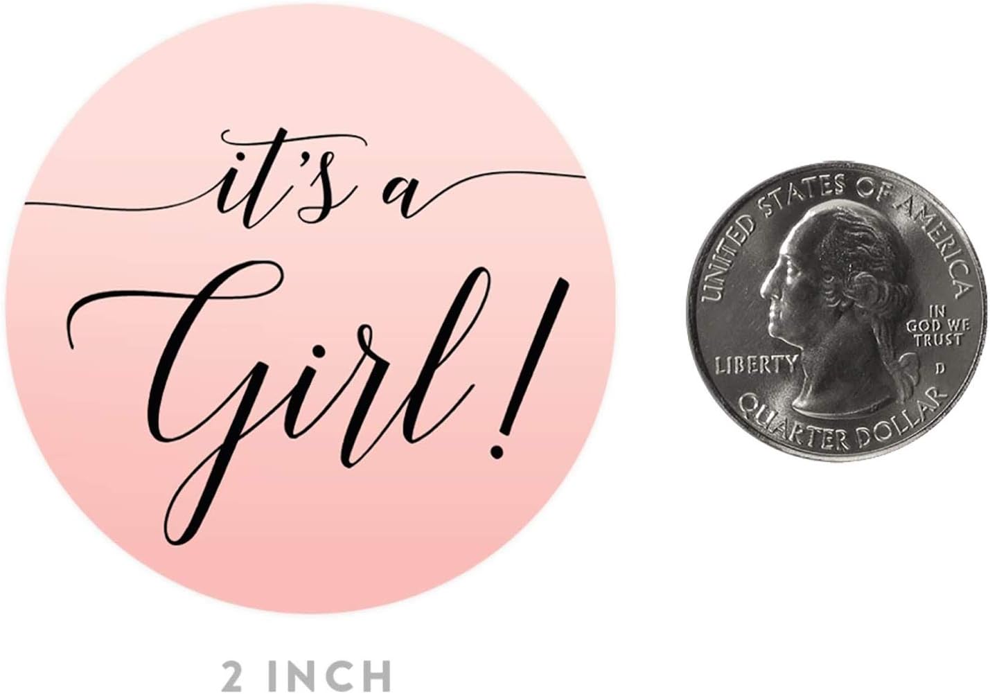 Andaz Press Blush Pink Rose Elegant Party Baby Shower Collection, Round Circle Label Stickers, It's a Girl!, 40-Pack, Favors Decor Envelope Seals