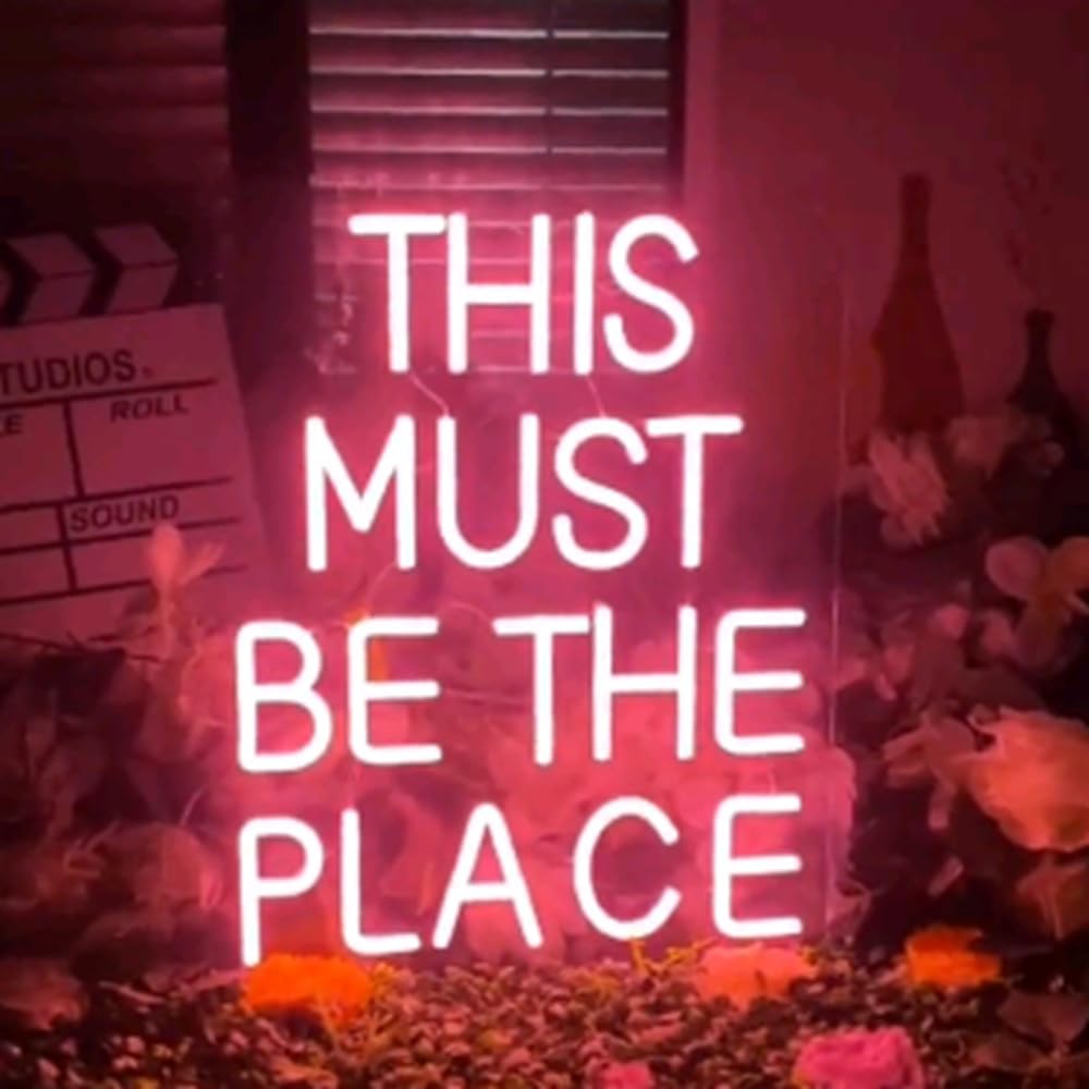 This Must Be The Place Neon Sign Custom Neon Sign Led Light Bar Pub Sign Home Room Bedroom Decor Wall Decor Salon Signage Opening Sign USB Size:14inches