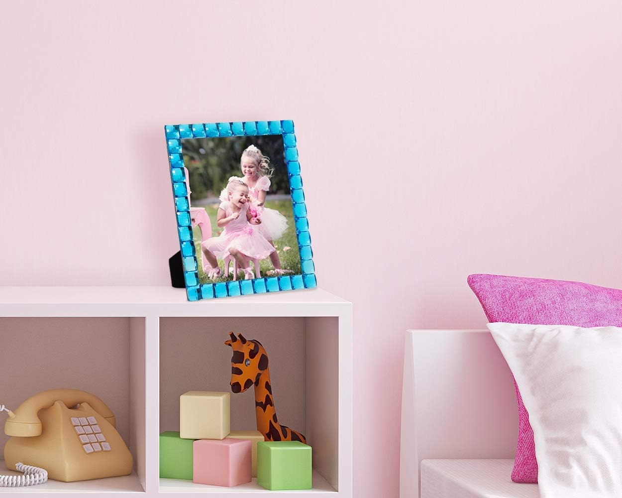 Isaac Jacobs Decorative Sparkling Turquoise Jewel Picture Frame, Photo Display & Home Décor (8x10, Turquoise)