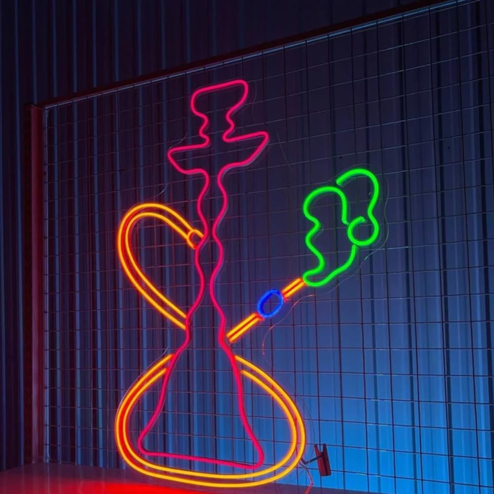 Shisha Hookah Neon Sign, Shisha Smoke Shop Led Sign, Custom Neon Sign, Bar Pub Wall Art, Shisha Lover Gift, Smoke Shop Man Cave Wall Decor Size:20in