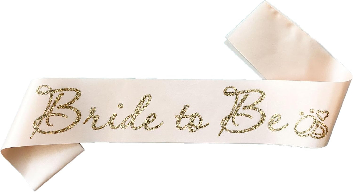 Rose Gold Bride to Be Sash for Bridal Shower Bachelorette Party Wedding Hen Party Decorations Engagement Gifts Favors Miss to Mrs Sash with Glitter Letter Gold