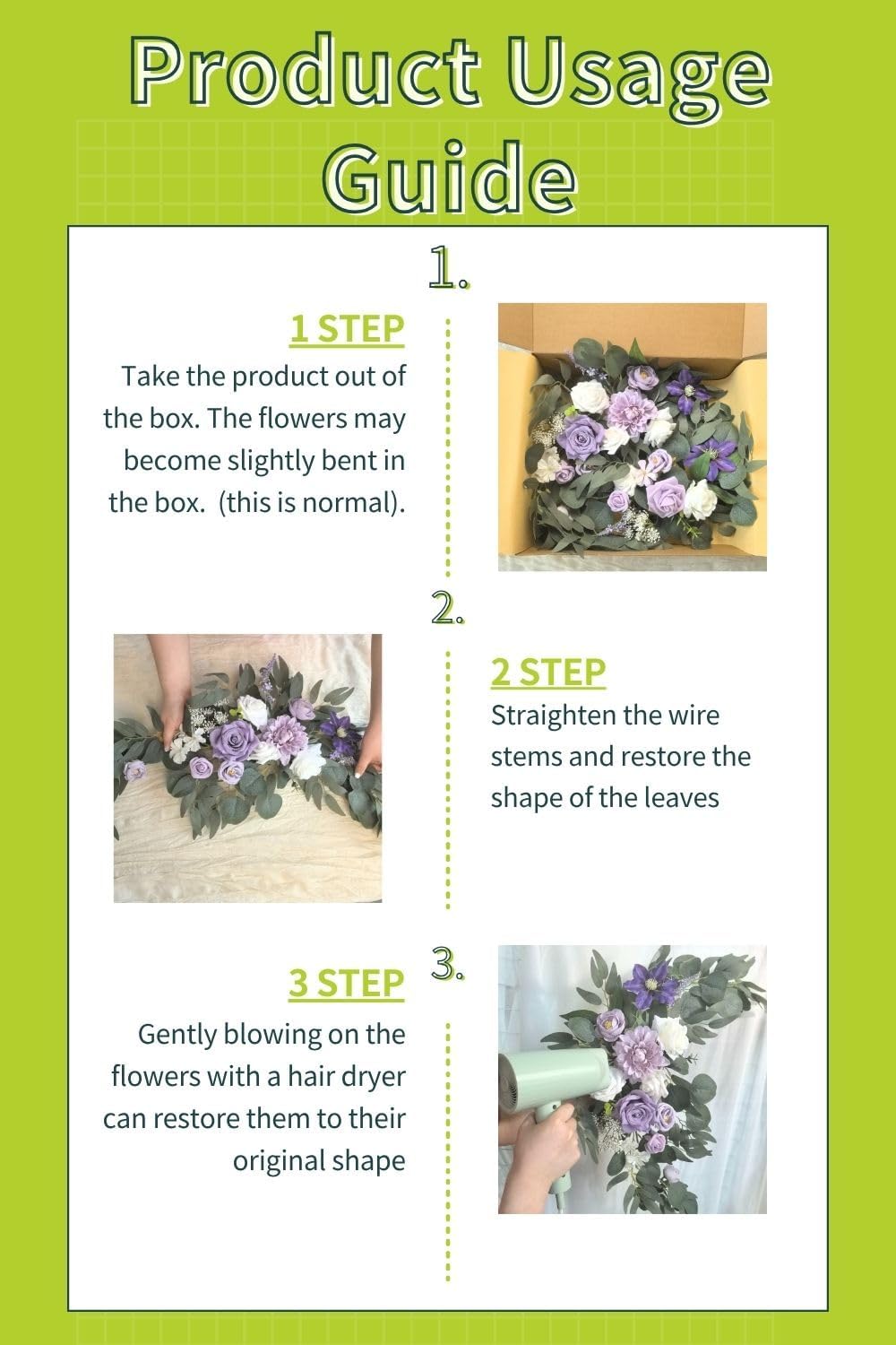 Muhanjia Wedding Sign Faux Flower Swag (Pack of 2) for Ceremony Party Reception Entrance Floral Decor Wall Easel Stand for Wedding Poster Welcome Sign (Purple)