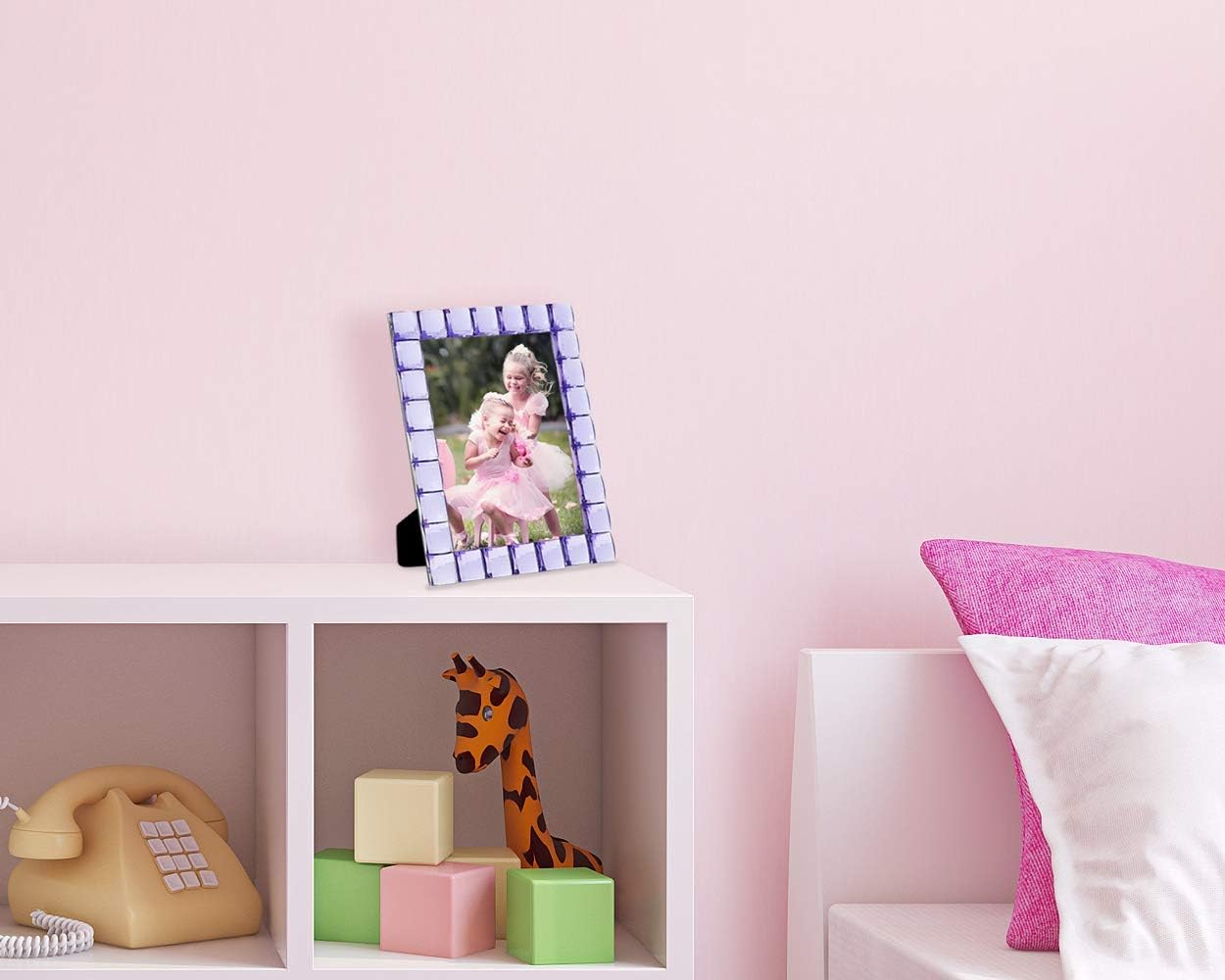 Isaac Jacobs Decorative Sparkling Light Purple Jewel Picture Frame, Photo Display & Home Décor (5x7, Light Purple)