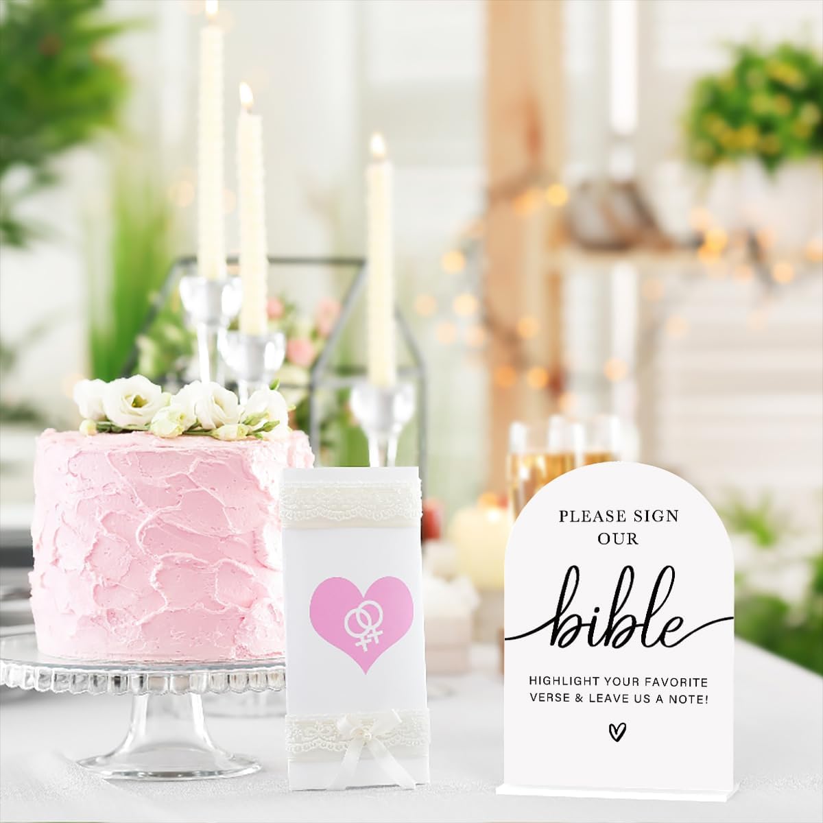 Acrylic Wedding Sign Wedding Signs for Ceremony Please Sign Our Bible Sign for Wedding Modern Calligraphy Arch Acrylic Table Top Sign for Wedding Reception and Event Party Table(white)