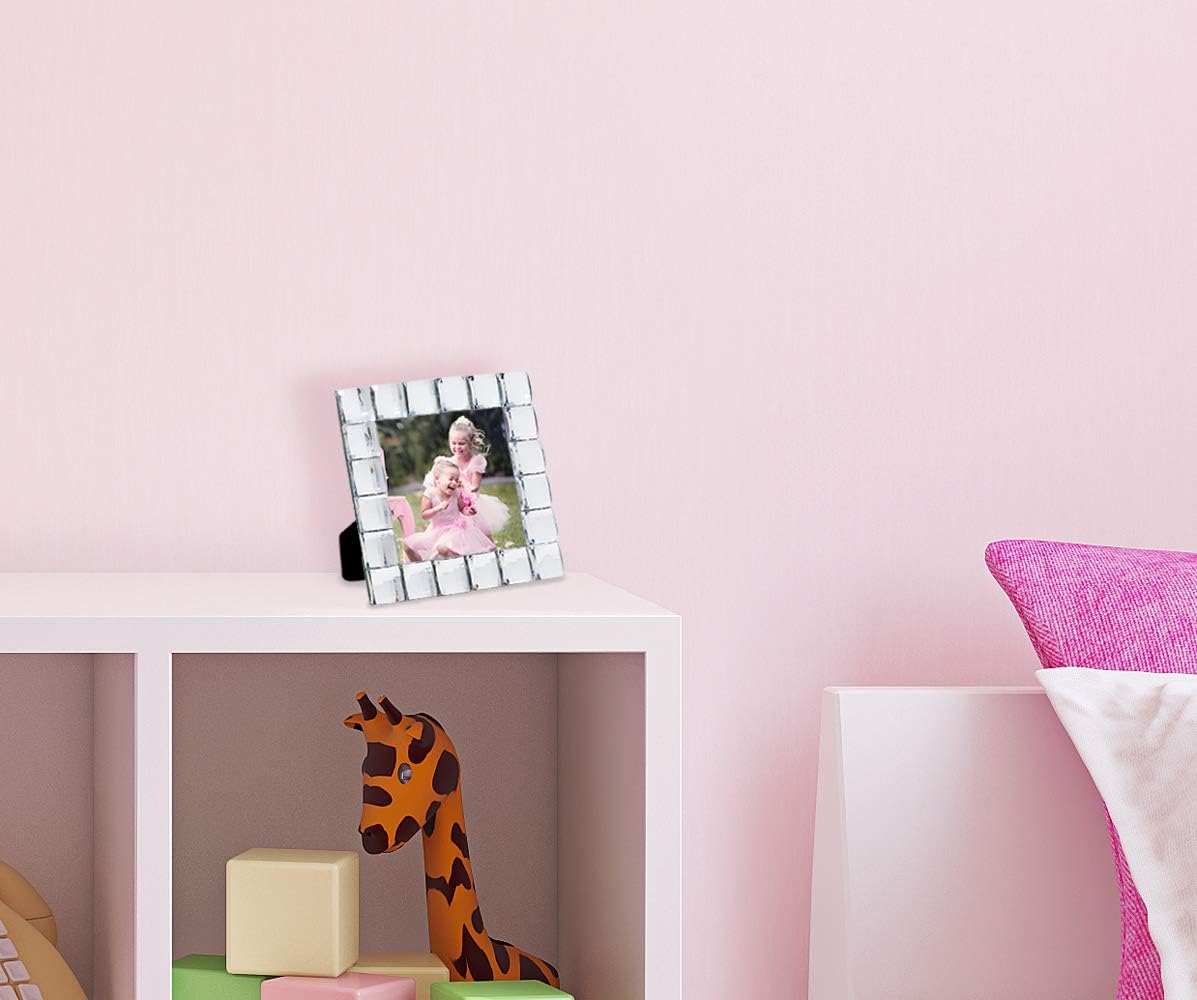 Isaac Jacobs Decorative Sparkling Clear Jewel Picture Frame, Photo Display & Home Décor (4x4, Clear)