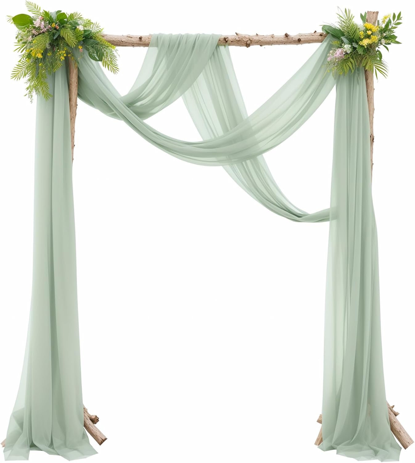 1 Panels Wedding Arch Draping Fabric Sage Green Sheer Backdrop Curtain Arch Drape for Wedding Ceremony Reception,Bridal Shower Party Decorations 28" X 19ft