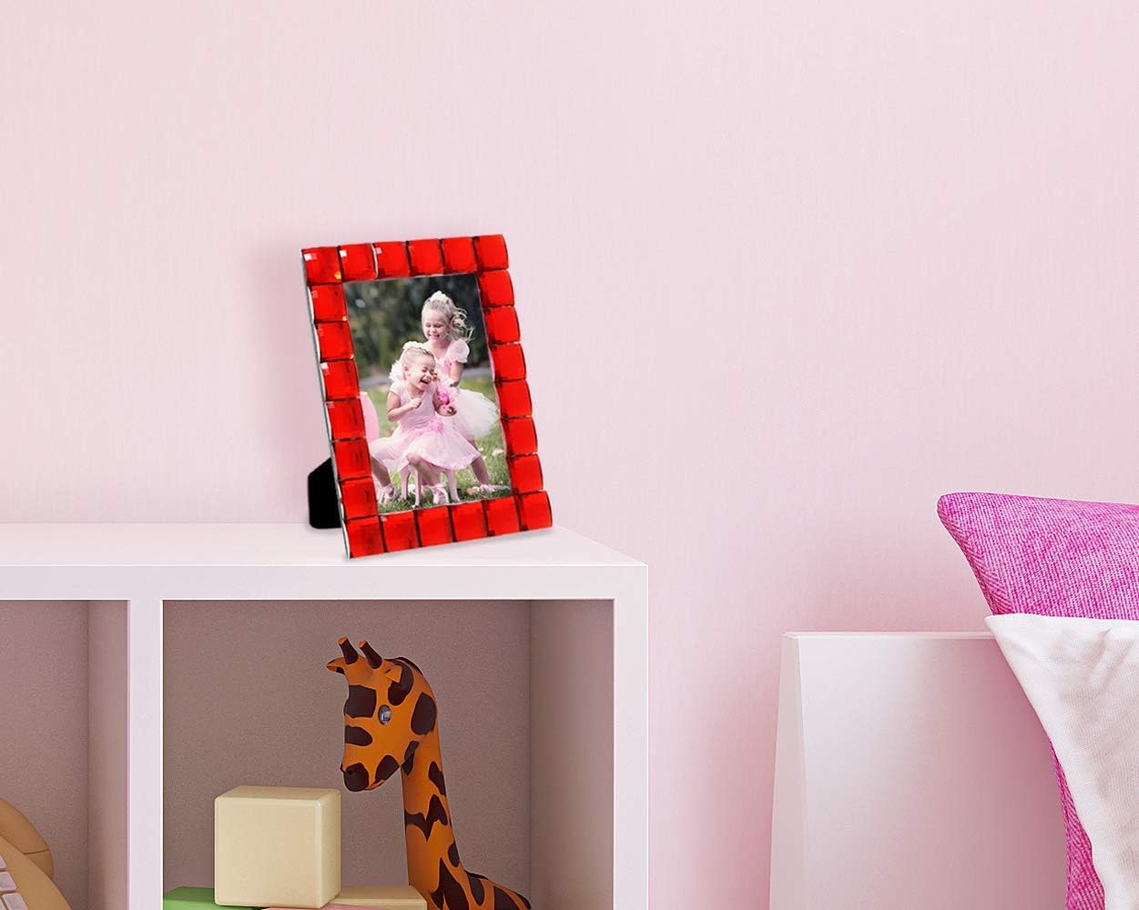 Isaac Jacobs Decorative Sparkling Red Jewel Picture Frame, Photo Display & Home Décor (4x6, Red)