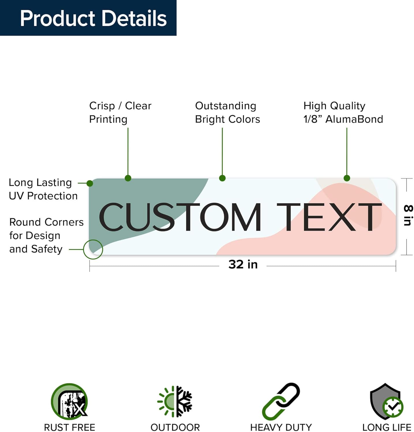 Custom Sign, Custom Street Sign, 11 Font Colors, 13 Font Styles, 4 Hole Options, 22 Sizes, 8x32 Inches, Rust Free DiBound, Fade Resistant, Made in USA by My Sign Center (Minimalist)