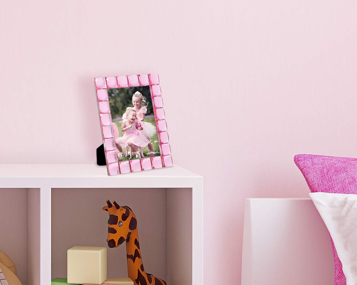 Isaac Jacobs Decorative Sparkling Light Pink Jewel Picture Frame, Photo Display & Home Décor (4x6, Light Pink)