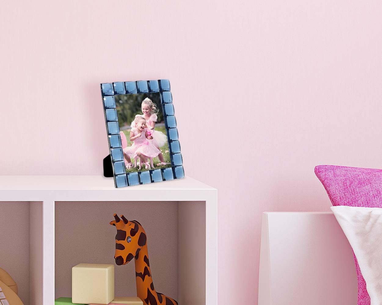 Isaac Jacobs Decorative Sparkling Navy Jewel Picture Frame, Photo Display & Home Décor (4x6, Navy)