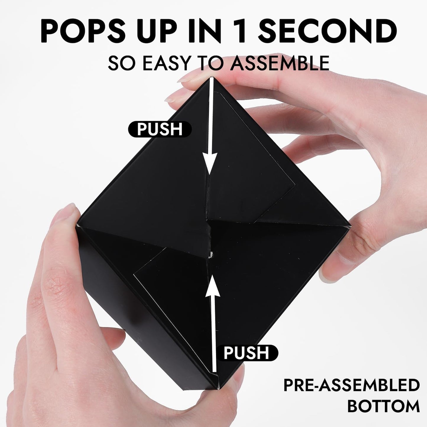 JCD 120 Boxes+120 Inserts Black Cupcake Boxes Individual Cupcake Container 3.5" x 3.5" x 3.5" Auto-Pop up Single cake Box for Bakery Gift Giving (Black/120Pcs)