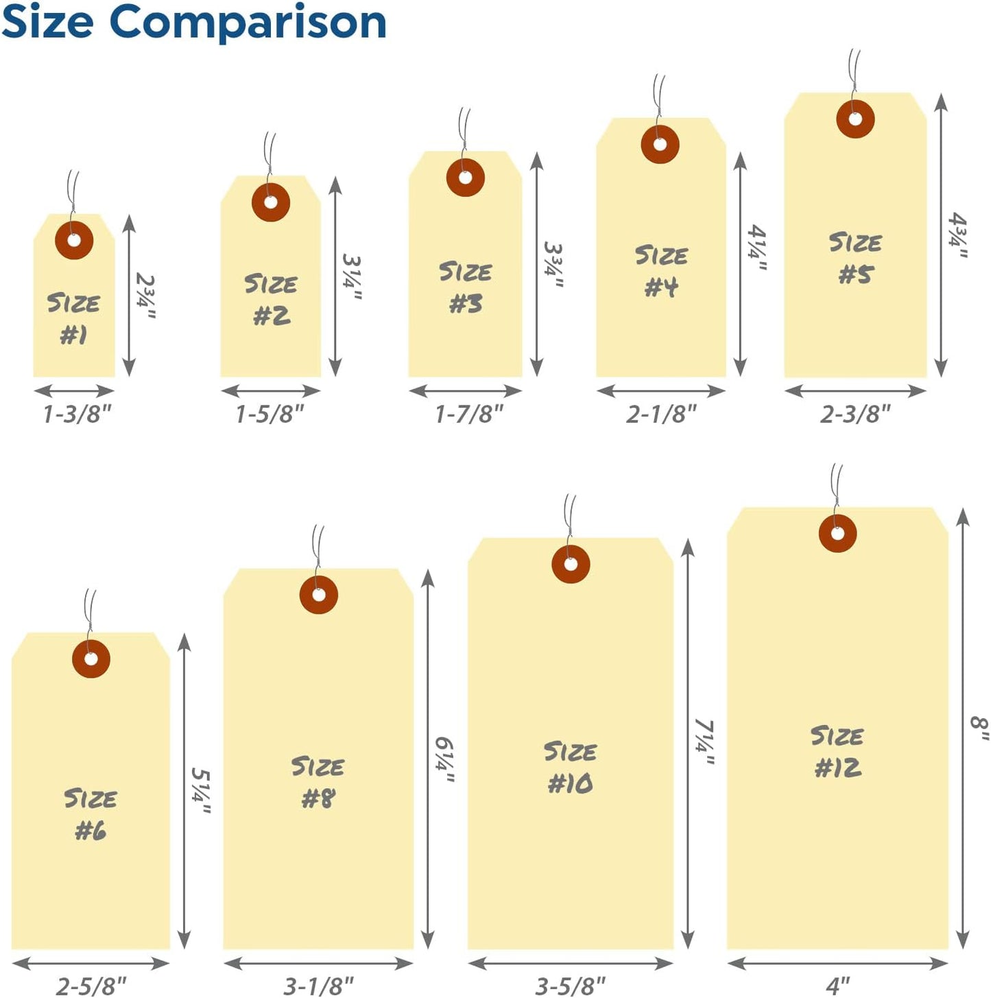 SmartSign Blank Manila Shipping Tags with Wire, Size-3, Pack of 1000, 13pt Thick Prewired Cardstock Tag, 3.75 x 1.875 inch Paper Hang Tags with Reinforced Fiber Patch